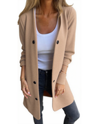 Chaqueta informal con botones frontales y bolsillos para mujer®