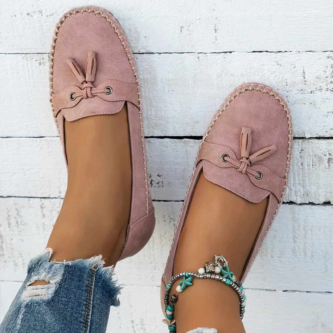 Mocasines de mujer suaves y cómodos de estilo vintage con cordones