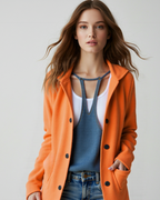 Chaqueta informal con botones frontales y bolsillos para mujer®