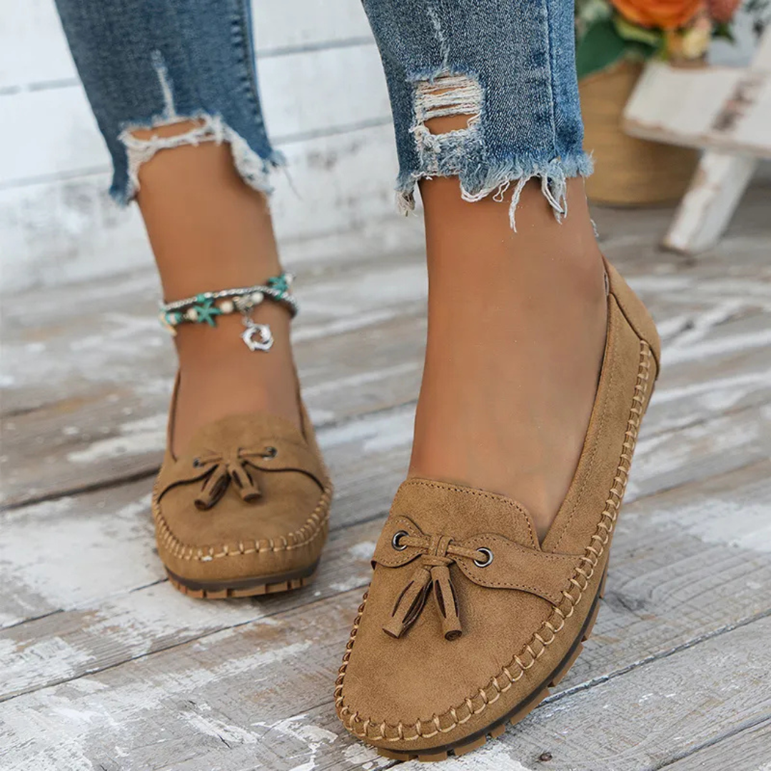 Mocasines de mujer suaves y cómodos de estilo vintage con cordones