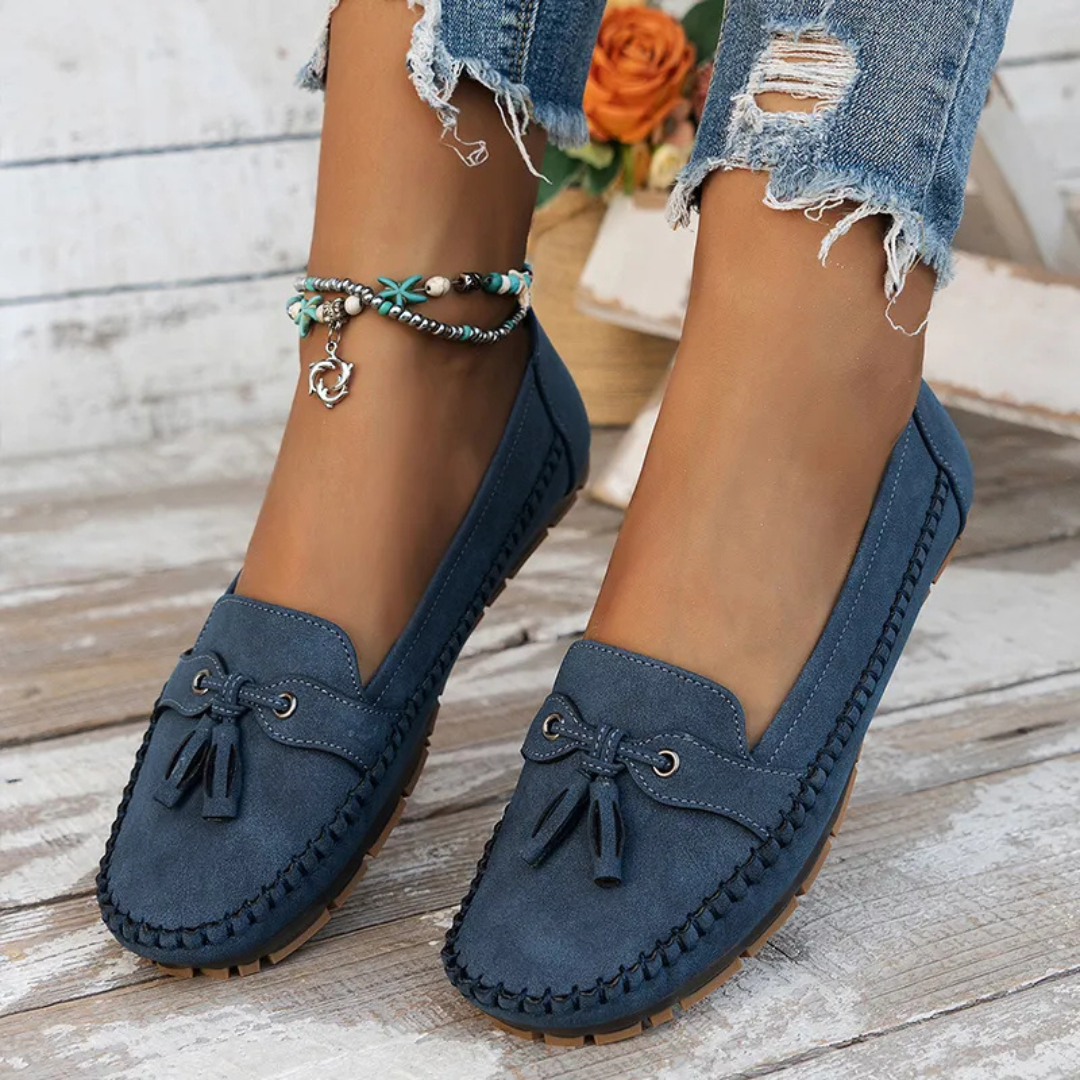 Mocasines de mujer suaves y cómodos de estilo vintage con cordones