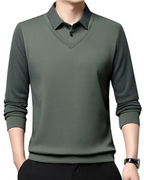 Camisa de Dos Piezas con Cuello Falso a Rayas para Hombres®