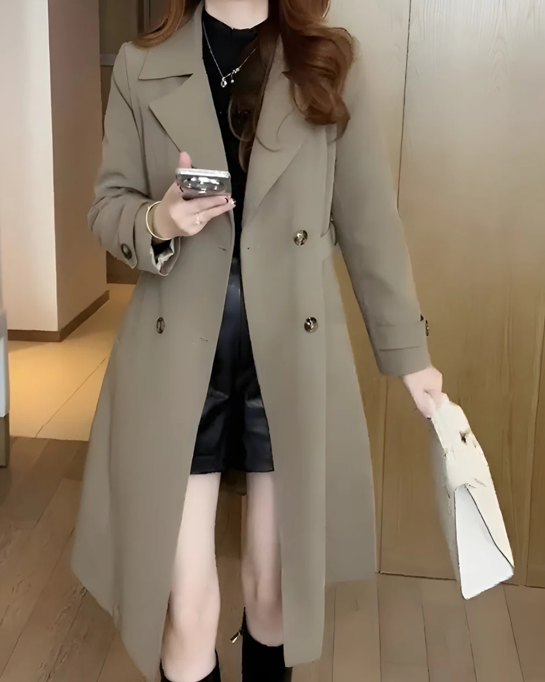 Gabardina con botones dobles para mujer