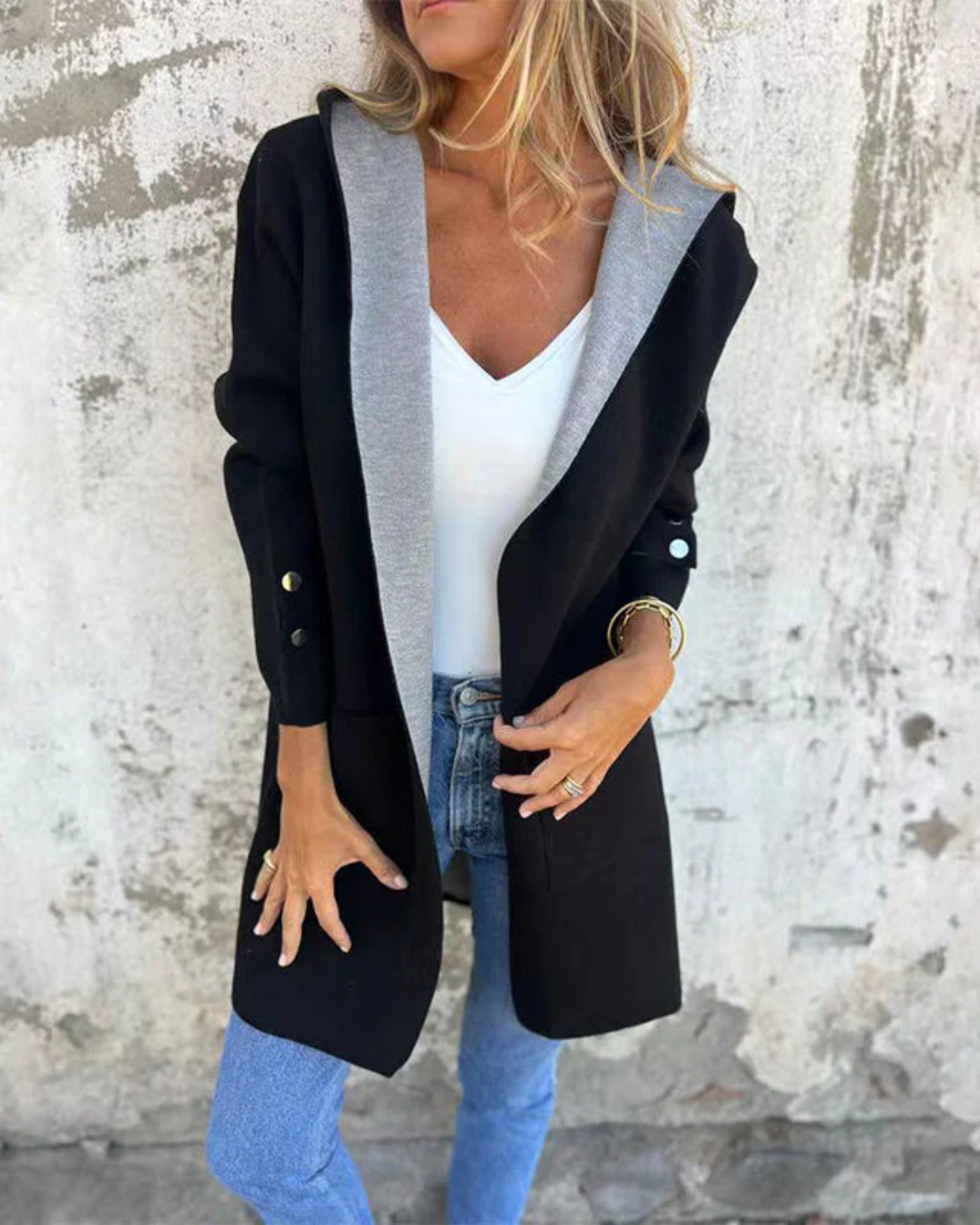 Abrigo casual con capucha para mujer