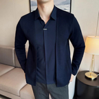 Chaqueta moderna de dos piezas falsa para hombre