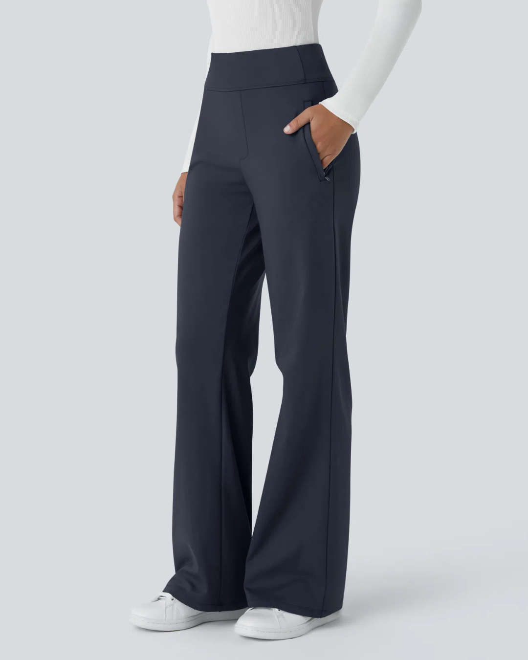 Pantalón de Cintura Alta para Mujer con Bolsillos Laterales con Cremallera