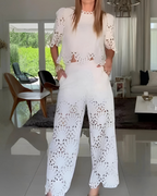 Conjunto de dos piezas con camisa de manga corta y pantalones anchos para mujer®