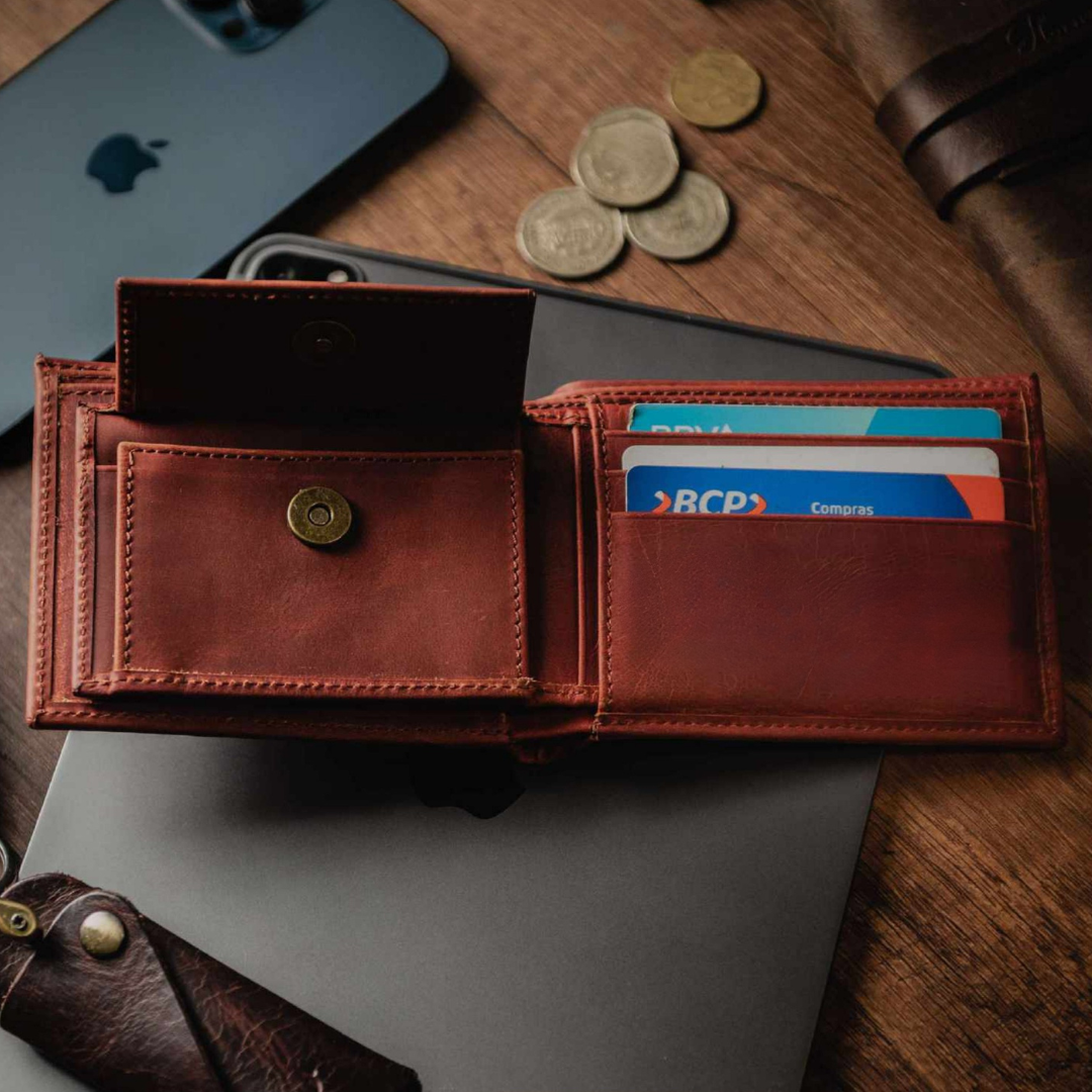 Cartera de auténtica marrón®