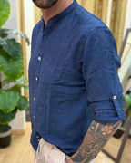 Camisa de Manga Larga en tejido de Lino para Hombre