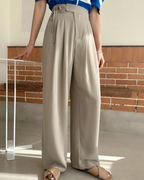 Pantalones holgados de cintura alta ajustable