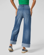 Pantalón con Cintura Alta y Botas Anchas para Mujer