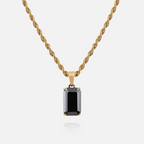 Collar dorado en acero inoxidable con piedra Ónix
