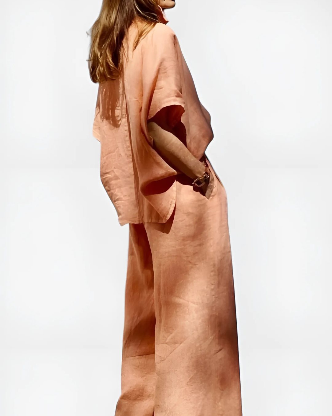 Conjunto de Camisa y Pantalón Holgado en Lino para mujer