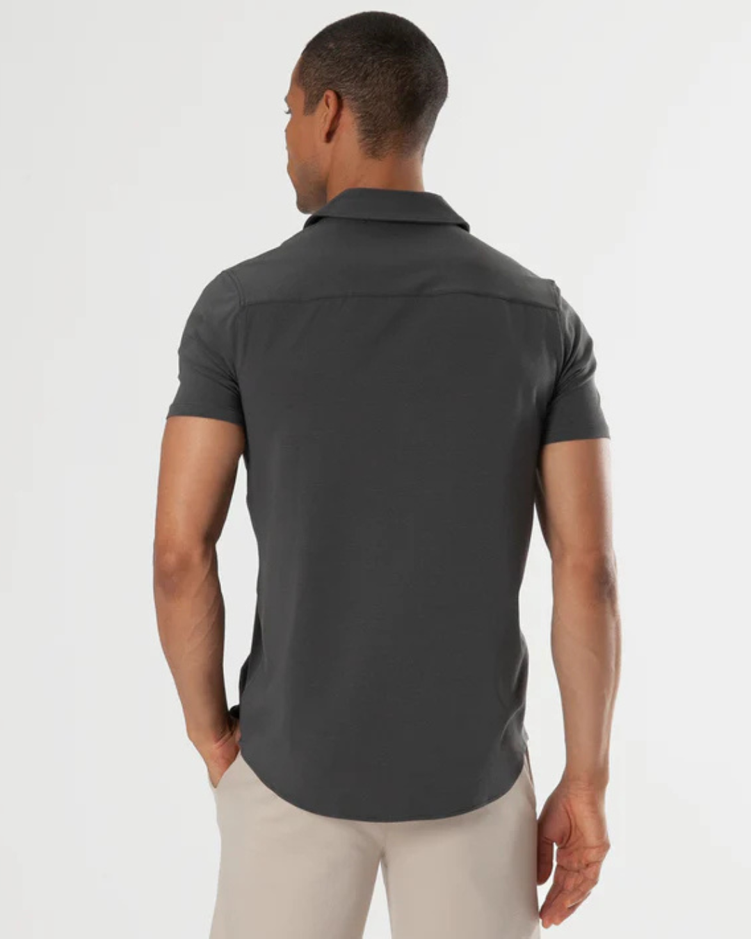 Camisa de Manga Corta con tejido Elástico para Hombre