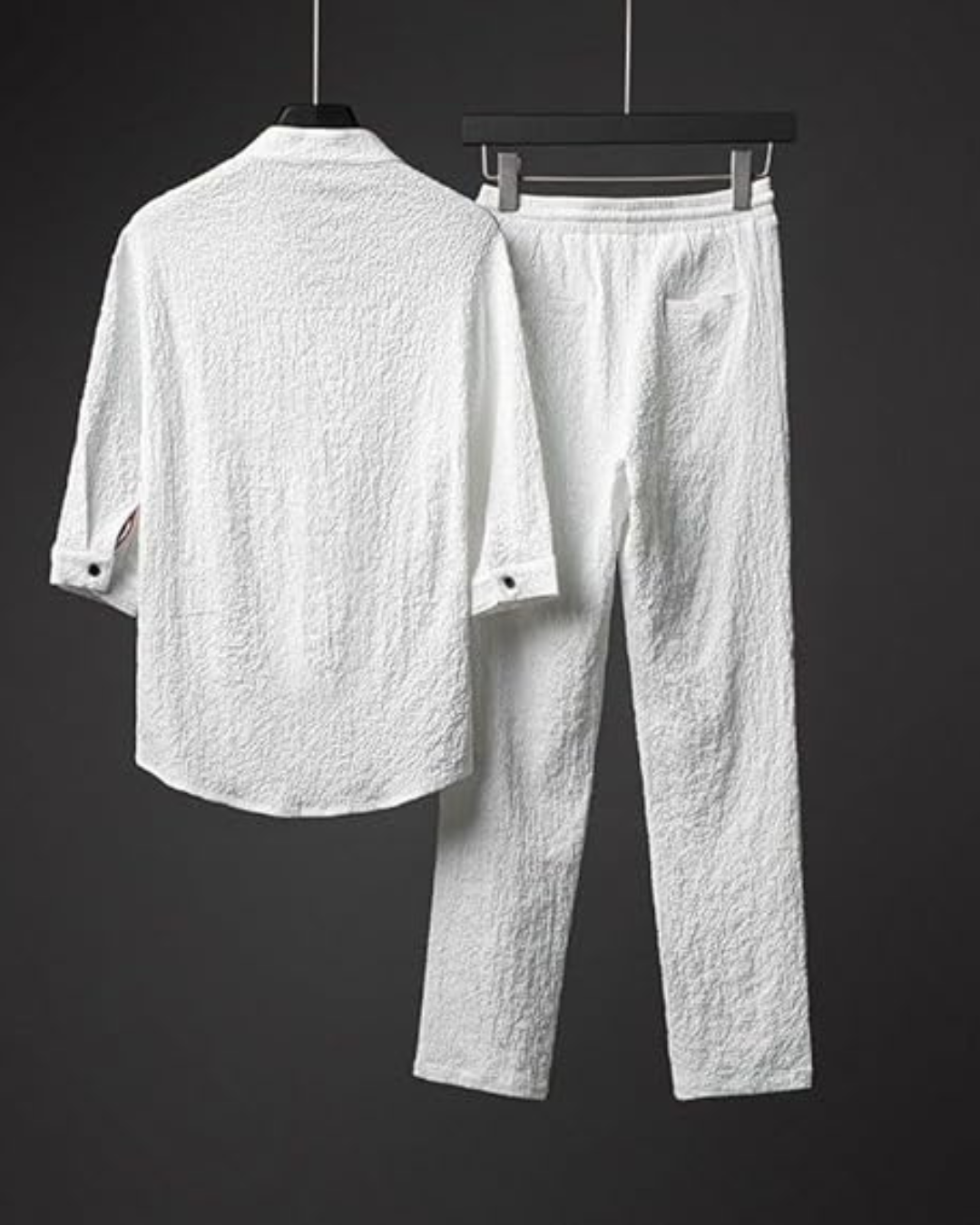 Conjunto de dos piezas en lino y algodón con mangas cortas