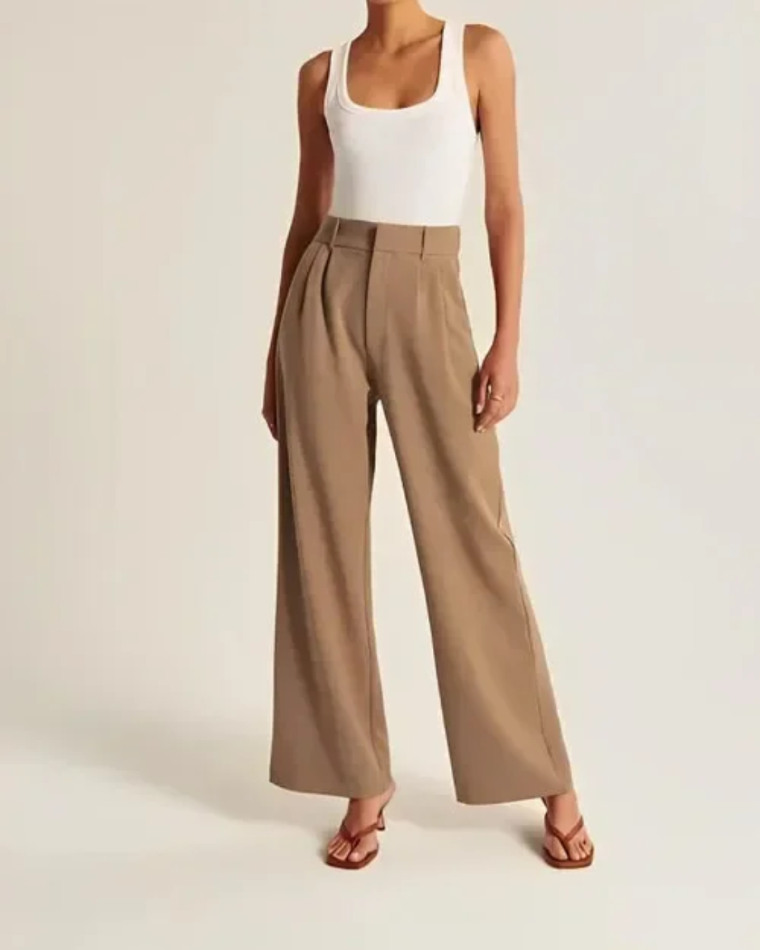 Pantalón de vestir cintura alta y corte recto para mujer