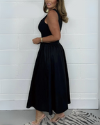Vestido midi estilo camiseta acampanado de color liso®