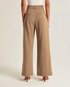Pantalón de vestir cintura alta y corte recto para mujer