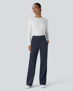 Pantalón de Cintura Alta para Mujer con Bolsillos Laterales con Cremallera