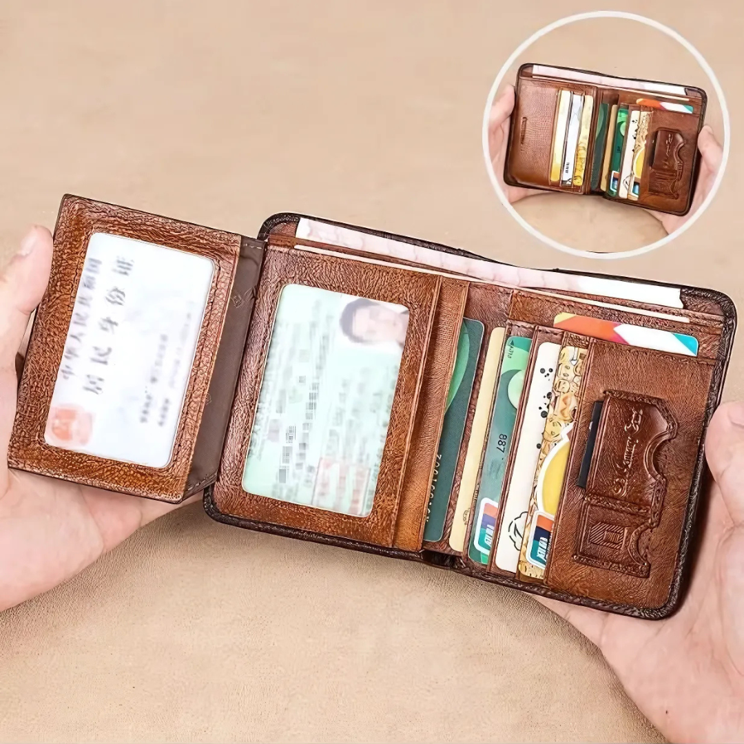Billetera Impermeable de Cuero Auténtico con Bloqueo RFID Multifuncional®