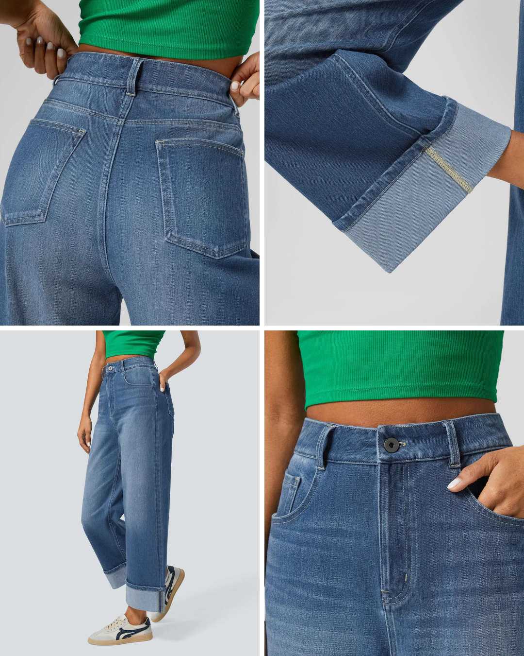 Pantalón con Cintura Alta y Botas Anchas para Mujer