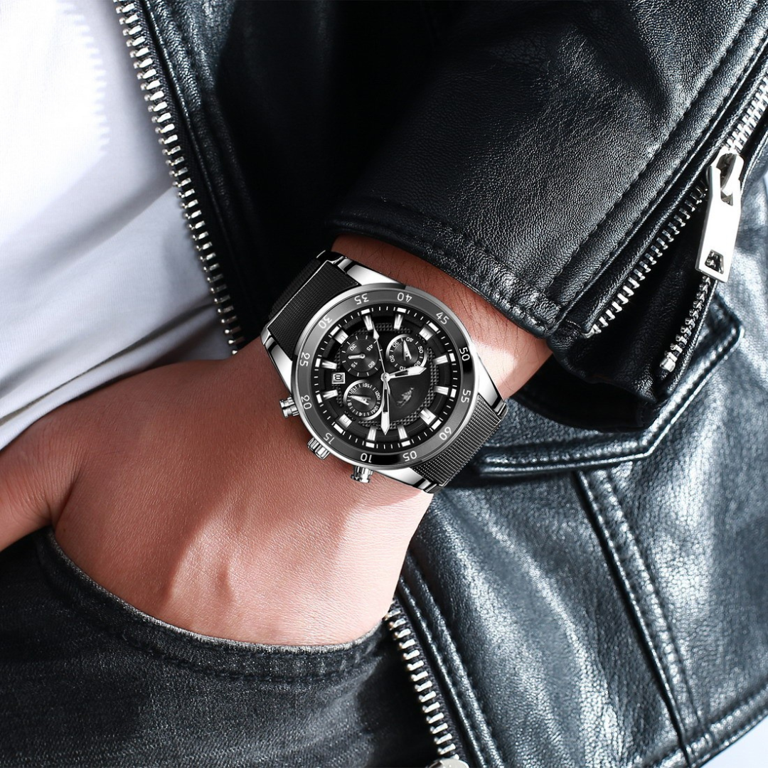 Reloj de cuarzo multifuncional resistente al agua para hombre