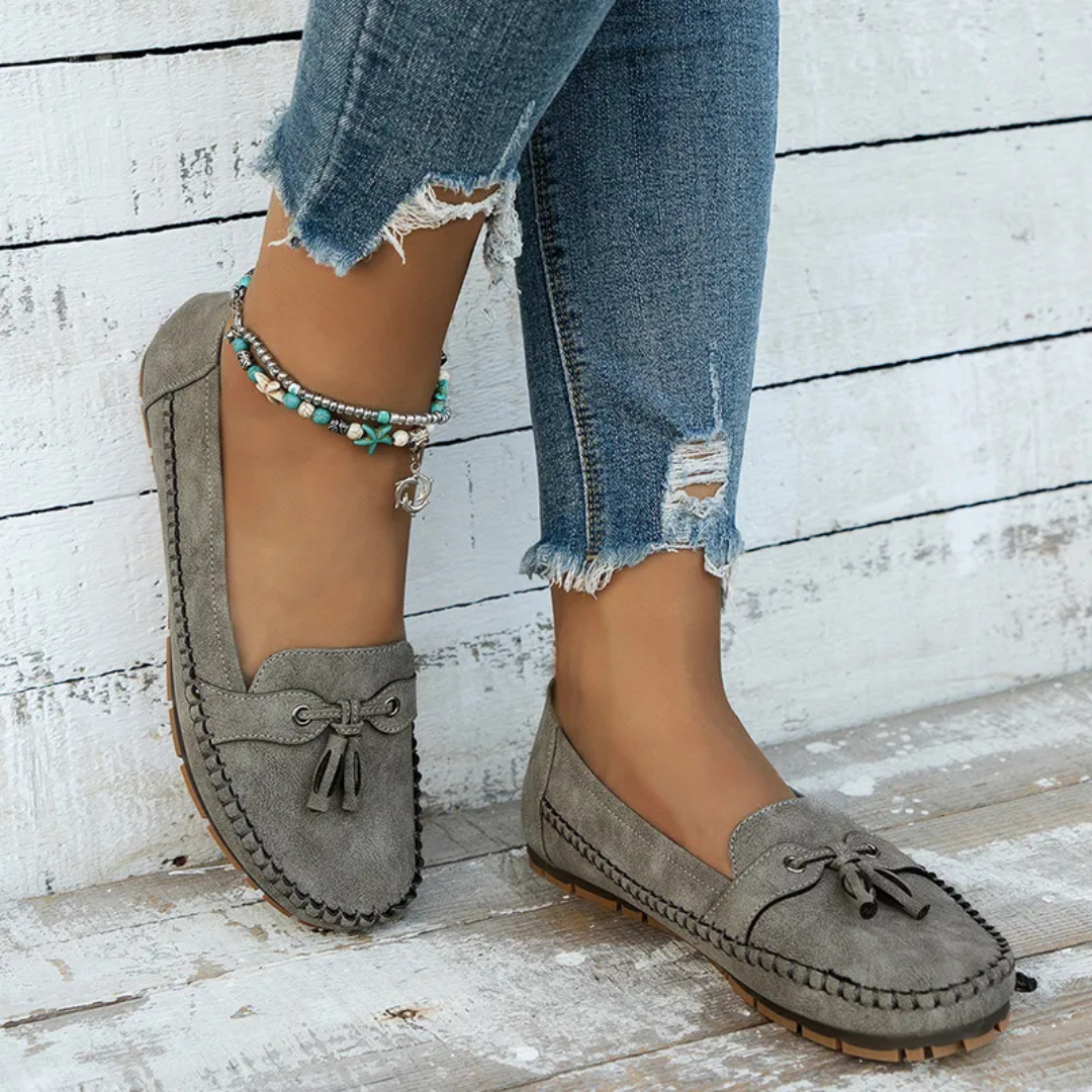 Mocasines de mujer suaves y cómodos de estilo vintage con cordones