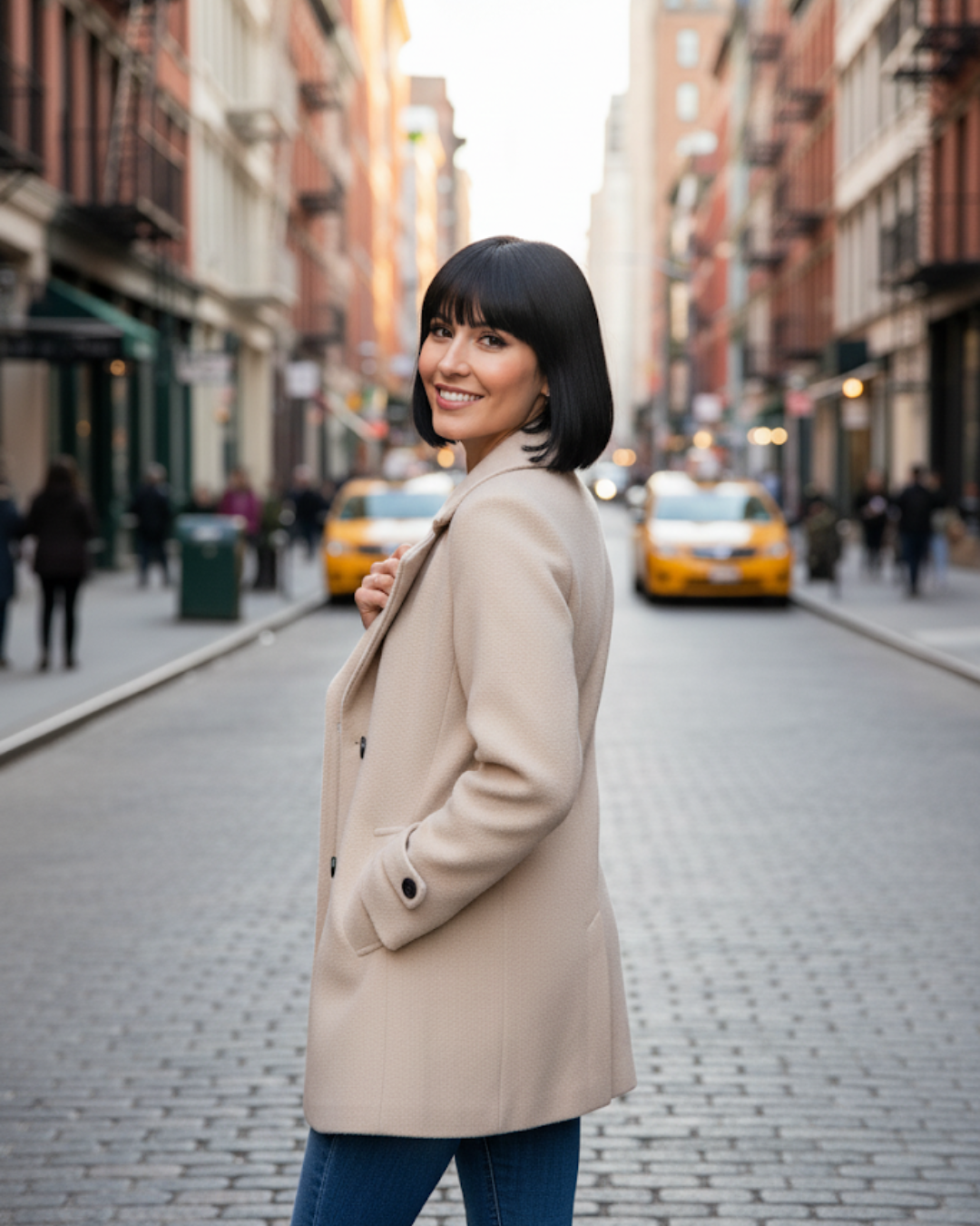 Chaqueta elegante informal de otoño con cuello entallado