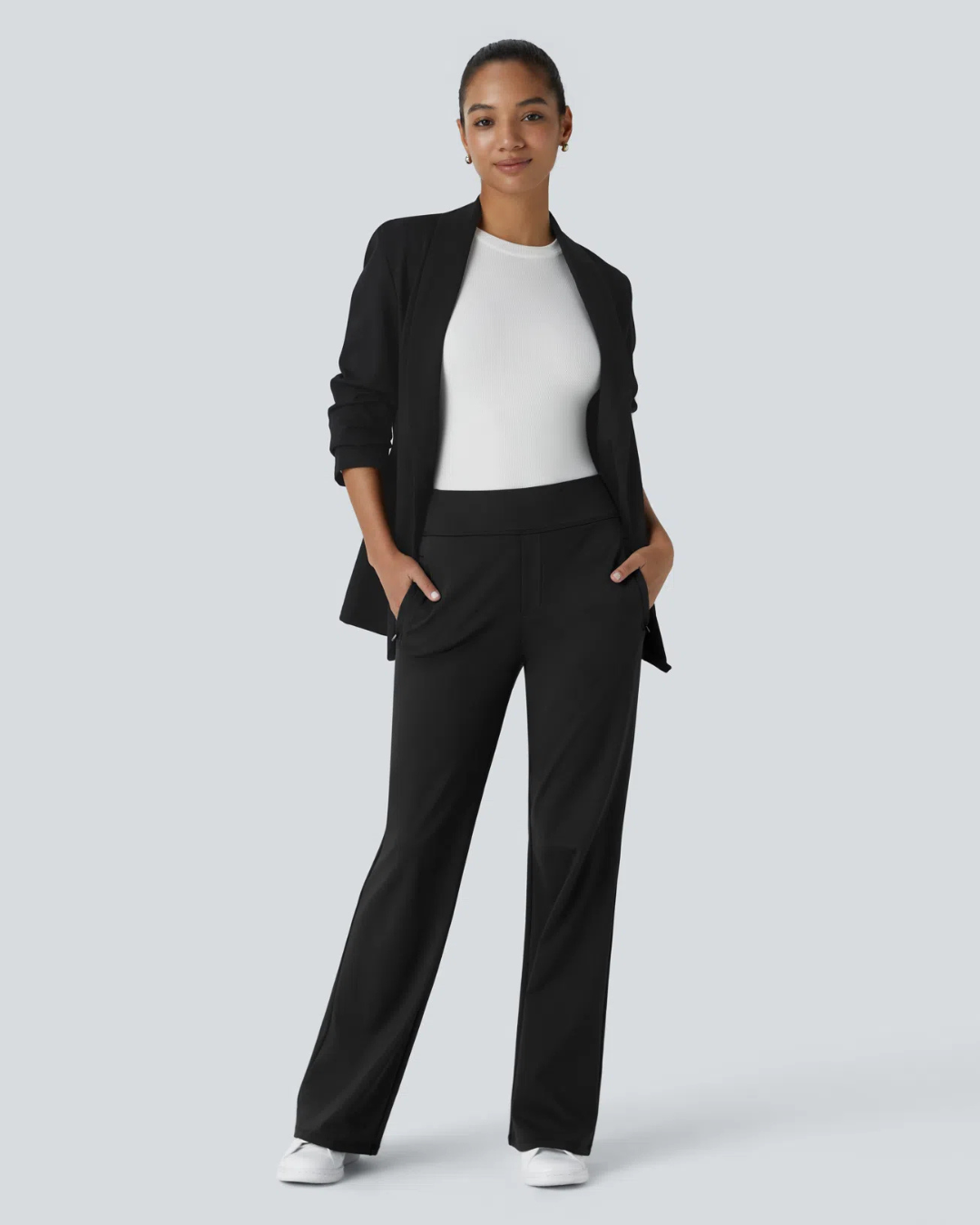 Pantalón de Cintura Alta para Mujer con Bolsillos Laterales con Cremallera