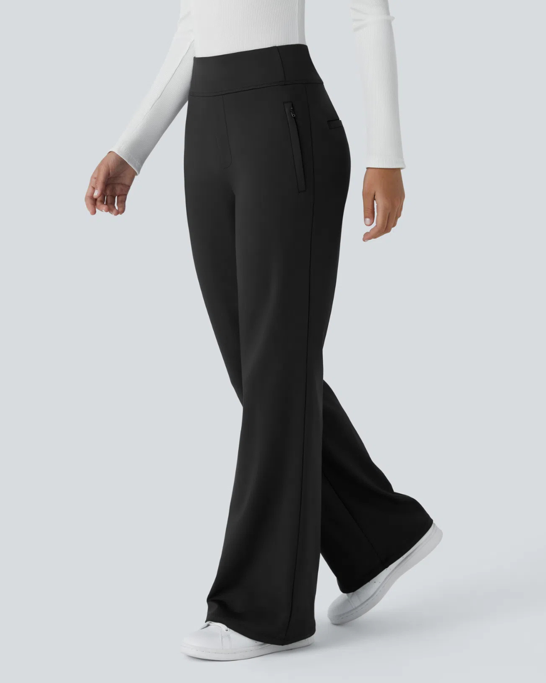 Pantalón de Cintura Alta para Mujer con Bolsillos Laterales con Cremallera