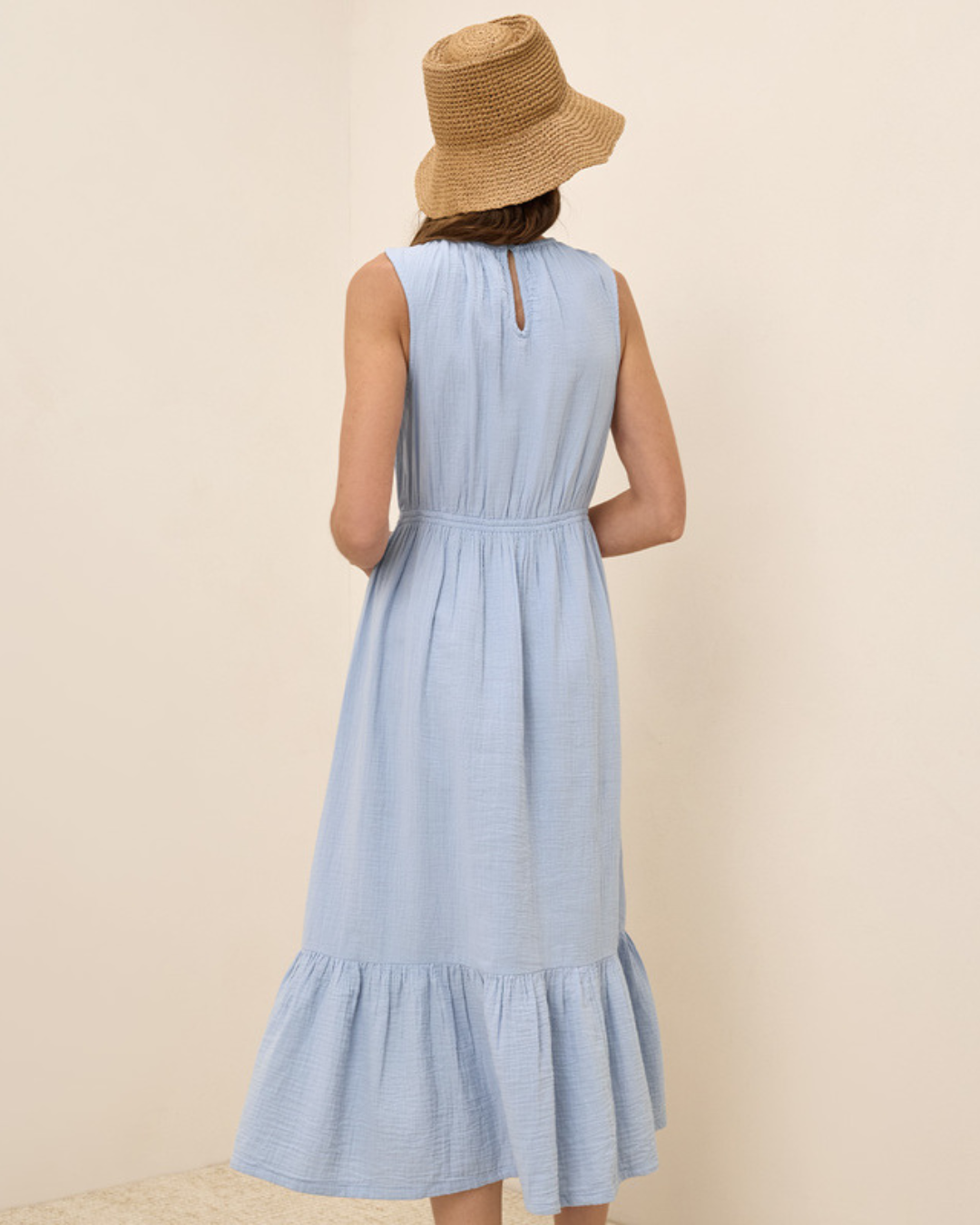 Vestido sin Mangas para Mujer en Lino con Volantes Ligero®