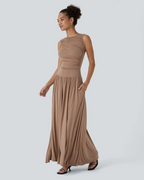 Vestido largo holgado con escote en pato