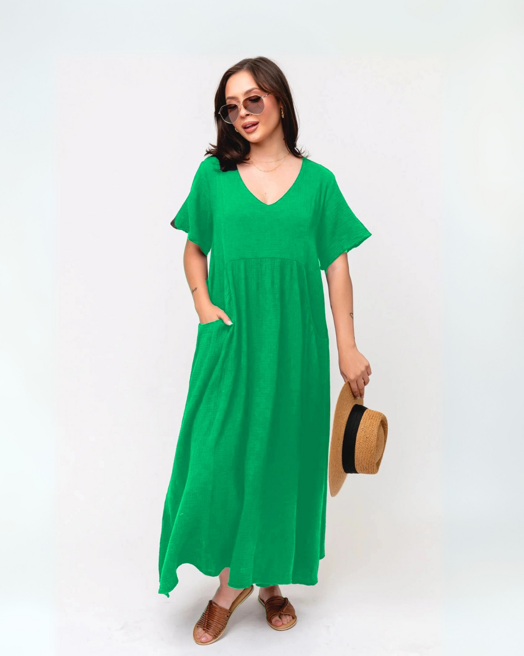 Vestido Largo de Algodón con Bolsillos