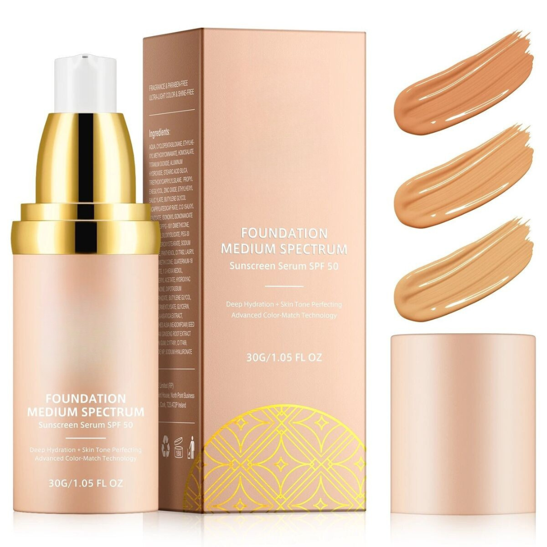 Base de Maquillaje Líquida Hidratante 4 en 1 con Corrector y FPS 50+ de Larga Duración®